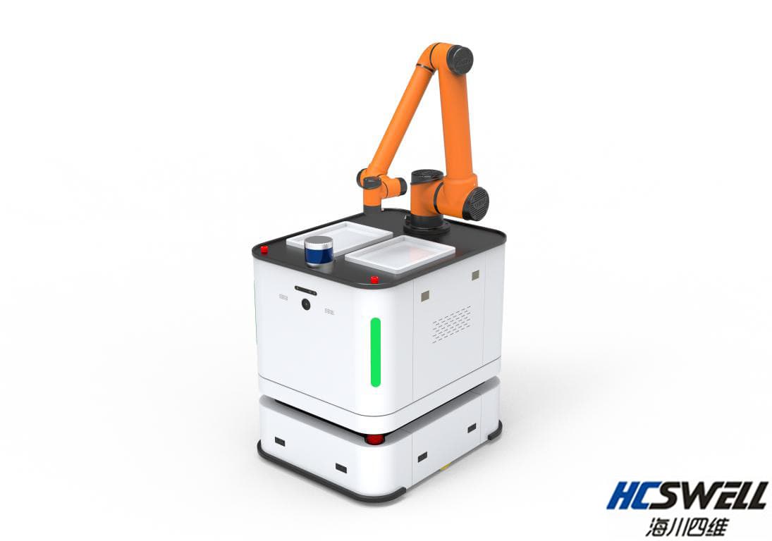 海川四维AGV复合机器人，机械臂与无人车的完美结合（AGV复合机器人智能搬运，为您解放人力，提升效益！）